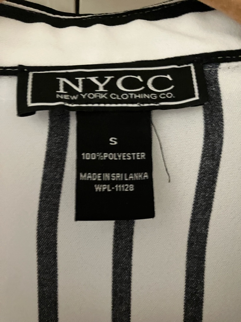 New York & Company Men's White Shirt with Black Vertical Stripes - Picture 3 of 3